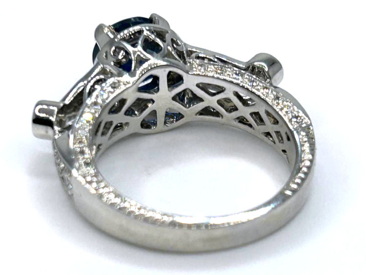 2.57ct Ceylon Sapphire & Diamond Ring in 18K White Gold