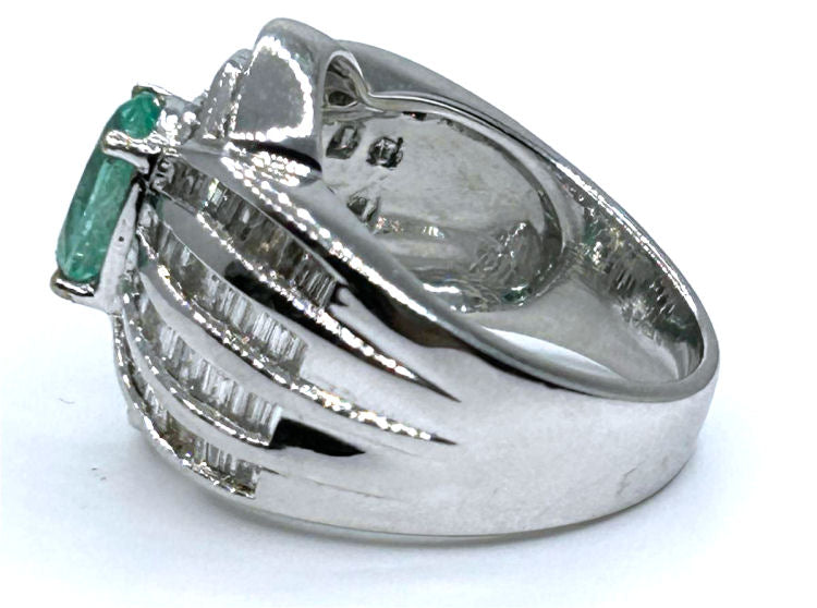 3.20ct Emerald & Diamond Ring in 18K White Gold