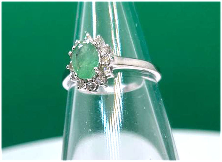 1.14ct Emerald & Diamond Ring in 14K White Gold