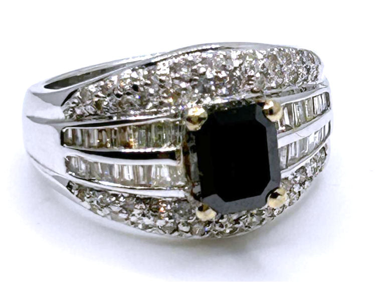 2.06ct White & Black Diamond Ring in 14k White Gold
