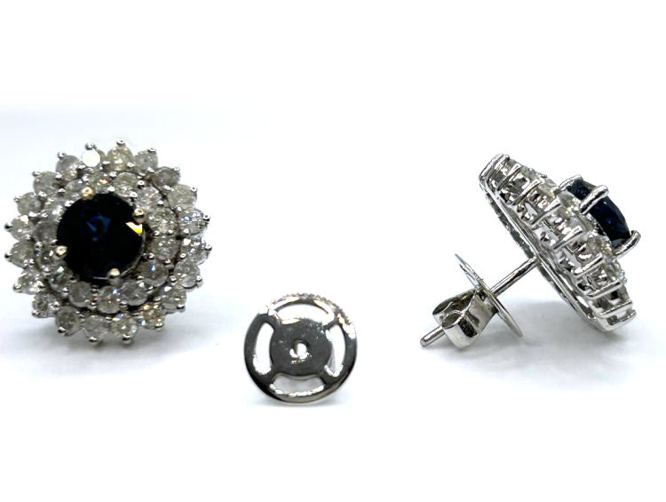 5.58ct Ceylon Sapphire & Diamond Earrings in 12K White