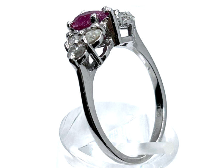 1.73ct Ruby & Diamond Cluster Ring in 14K White Gold