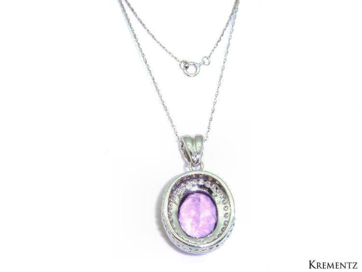 4.60ct Amethyst and Diamond Necklace In 14kt White Gold
