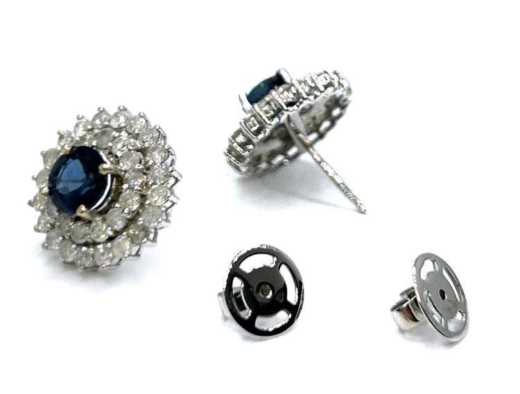 5.58ct Ceylon Sapphire & Diamond Earrings in 12K White