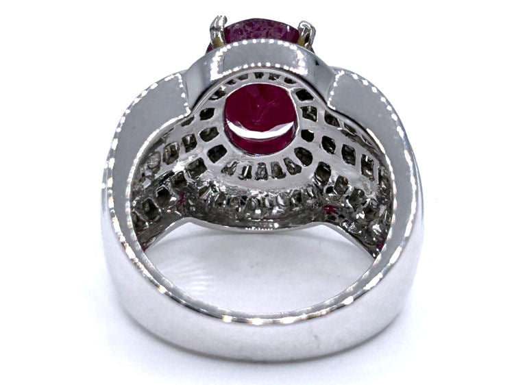 4.30ct Ruby & Diamond Ring in 14K White Gold