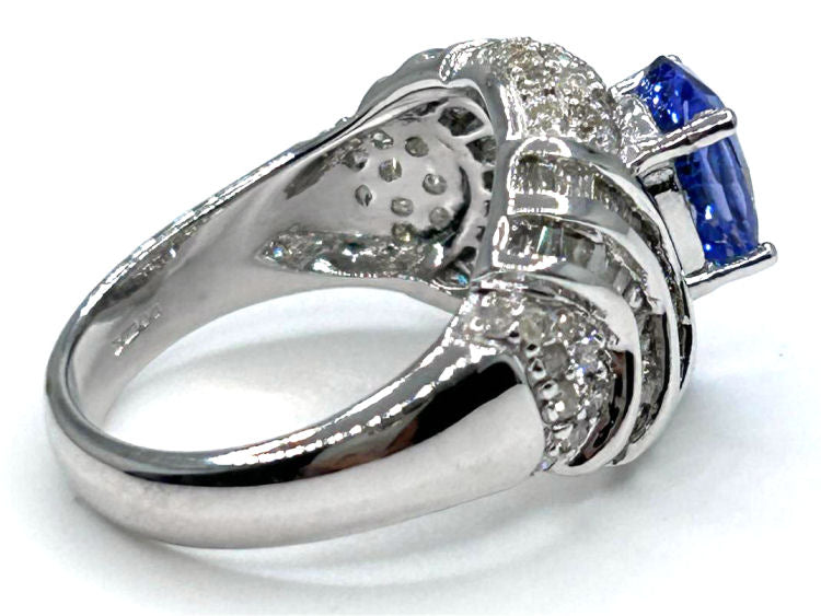 3.14ct Tanzanite & Diamond Ring in 14K White Gold