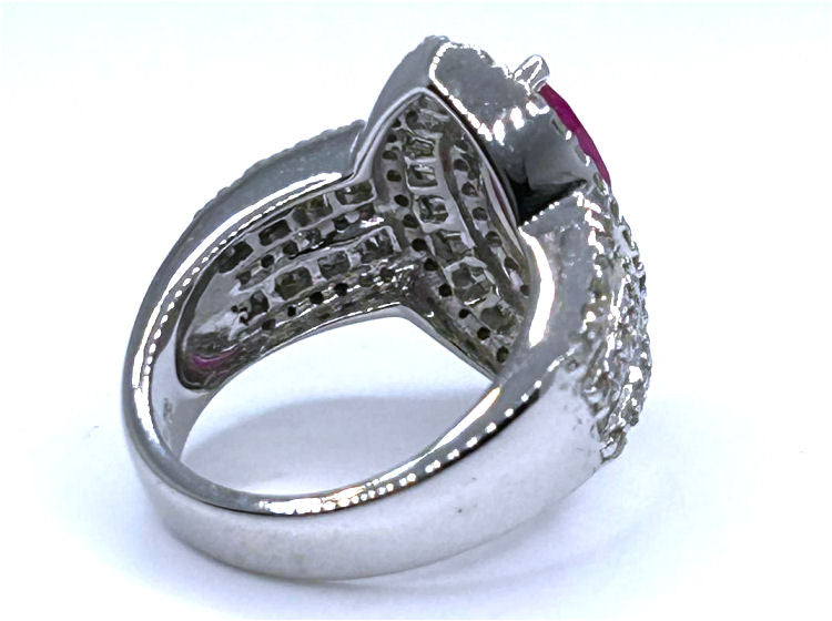 3.16ct Ruby & Diamond Ring in 14K White Gold