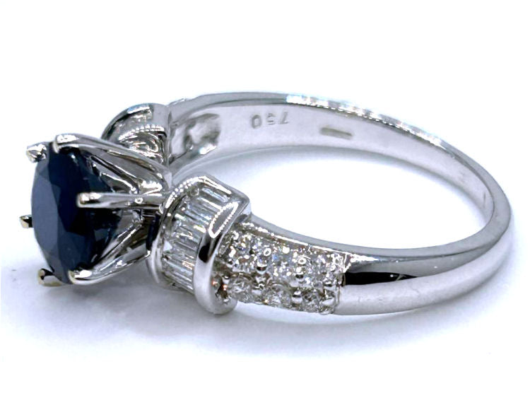 2.55ctw Diamond and Ceylon Sapphire Set in 18K White Gold Ring