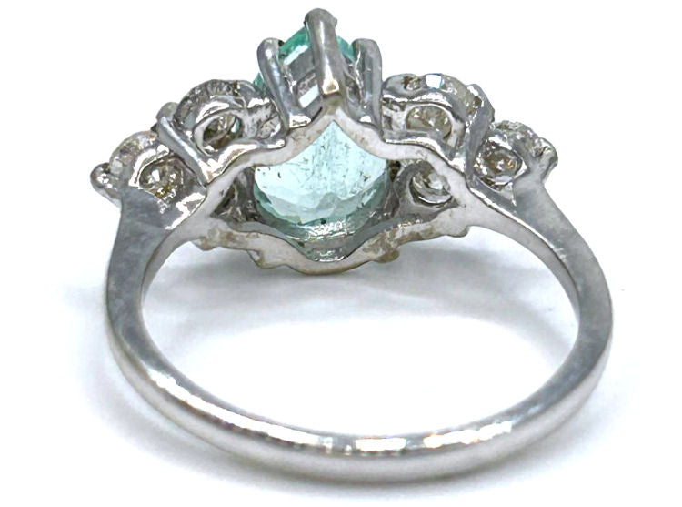 1.80ct Colombian Emerald & Diamond Cluster Ring in 14K White Gold