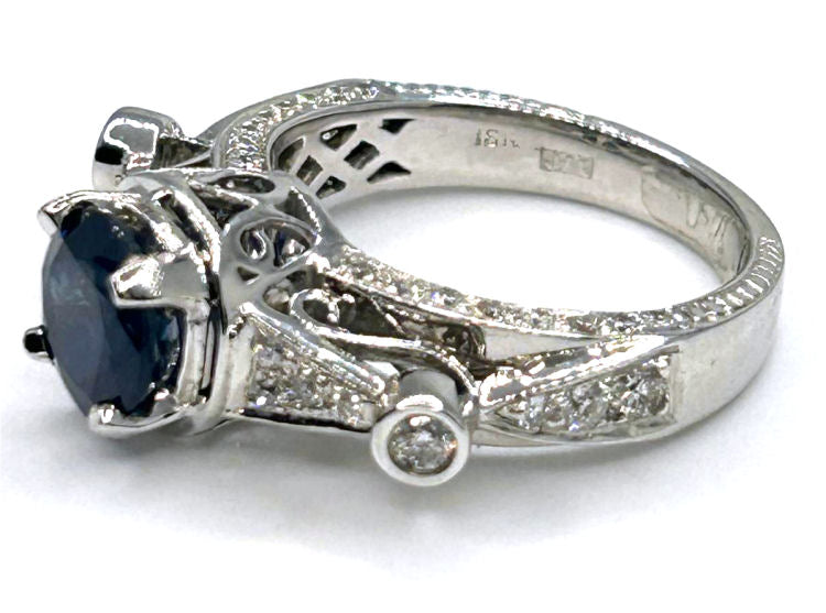 2.57ct Ceylon Sapphire & Diamond Ring in 18K White Gold