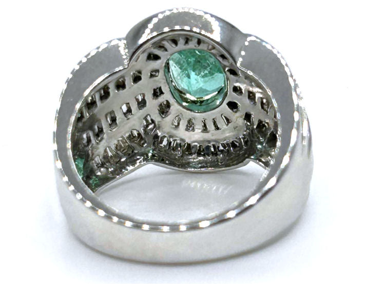 3.20ct Emerald & Diamond Ring in 18K White Gold