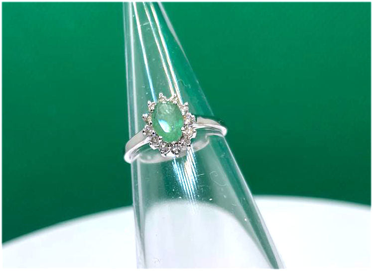 1.14ct Emerald & Diamond Ring in 14K White Gold