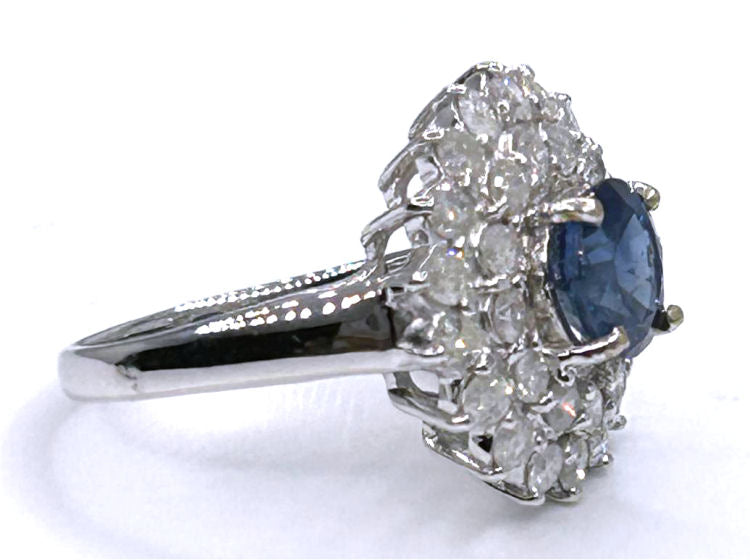 3.18ct Ceylon Sapphire & Diamond Ring in 14K White Gold