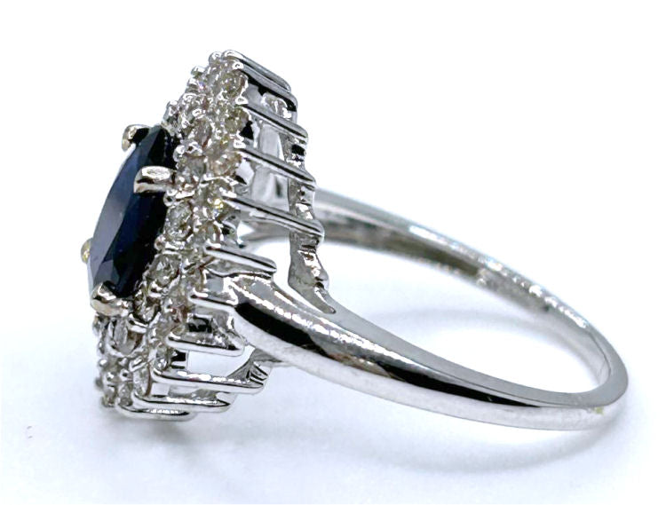 2.60 ctw Diamond and Sapphire Set in 18K White Gold Ring