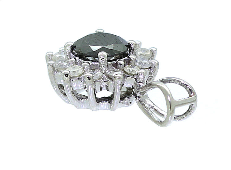 1.00ct Black & White Diamond Necklace in 18K & 14K White Gold