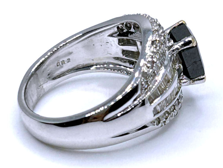 2.06ct White & Black Diamond Ring in 14k White Gold