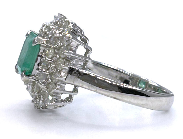 2.40ct Emerald & Diamond Ring in 18K White Gold