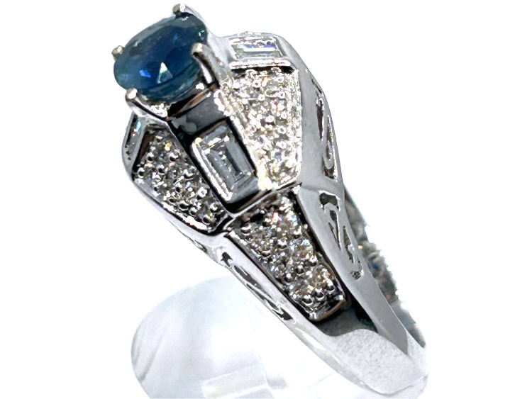 1.91ct Ceylon Sapphire & Diamond Ring in 18K White Gold