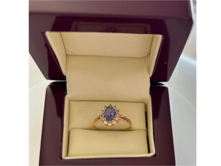 1.14ct Tanzanite & Diamond Ring in 14K Yellow Gold