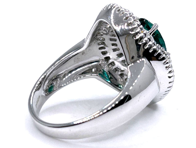 2.46ct Emerald & Diamond Ring in 18K White Gold
