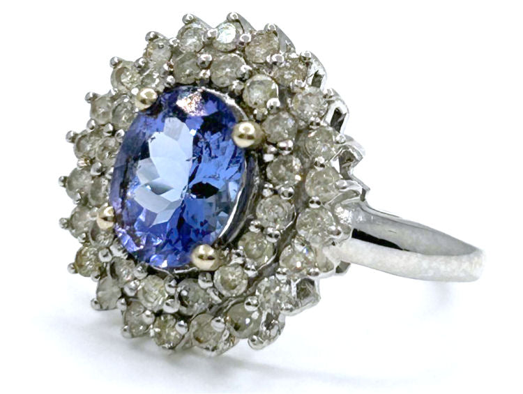 3.26 ctw Diamond and Tanzanite Set in 18K White Gold Ring