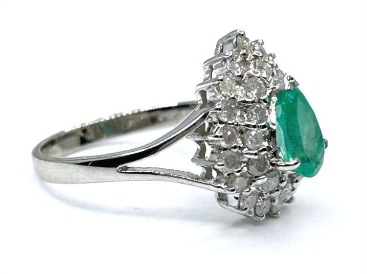 1.58ct Colombian Emerald & Diamond Ring in 18K White Gold