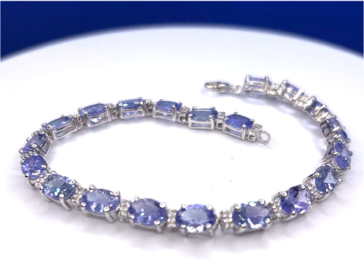 19.30ct Tanzanite & Diamond Bracelet in 14K White Gold