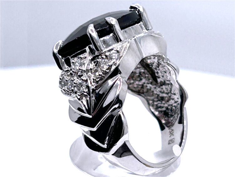 12.56ct Rhodolite & Diamond Ring in 14K White Gold