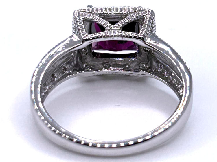 1.65ct Rhodolite Garnet &Diamond Ring in 10K White Gold