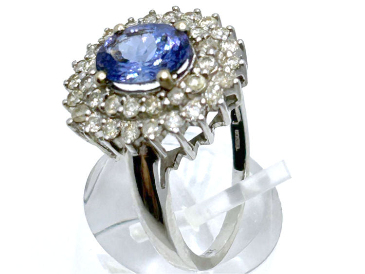 3.26 ctw Diamond and Tanzanite Set in 18K White Gold Ring