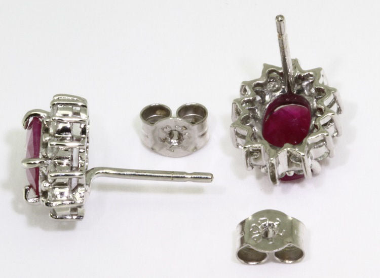 2.50ct Ruby & Diamond Earrings in 14K White Gold
