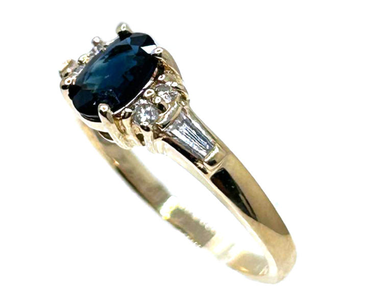 0.95ctw Diamond and Sapphire In 14K Yellow Gold Ring