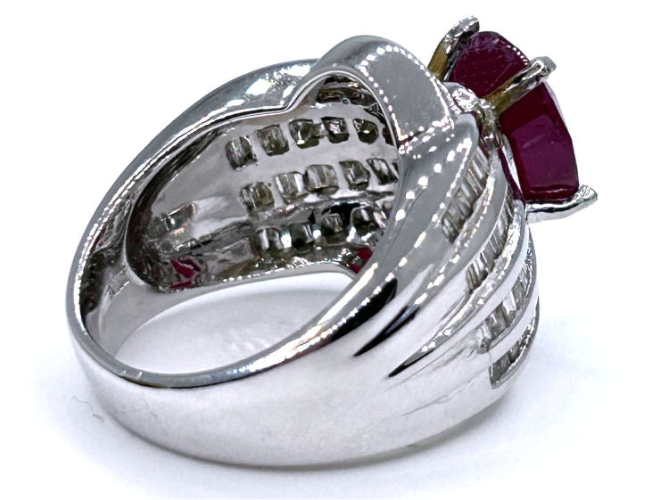 4.30ct Ruby & Diamond Ring in 14K White Gold