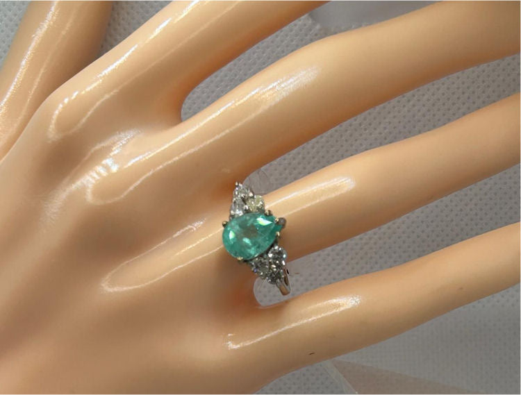 2.43ct Colombian Emerald & Diamond Cluster Ring in 14K White Gold
