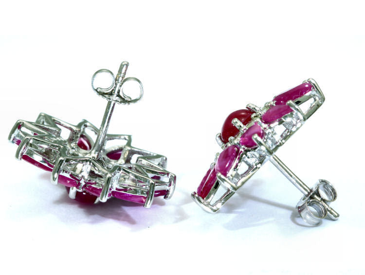 6.47ct Ruby & Diamond Earrings in 18K White Gold