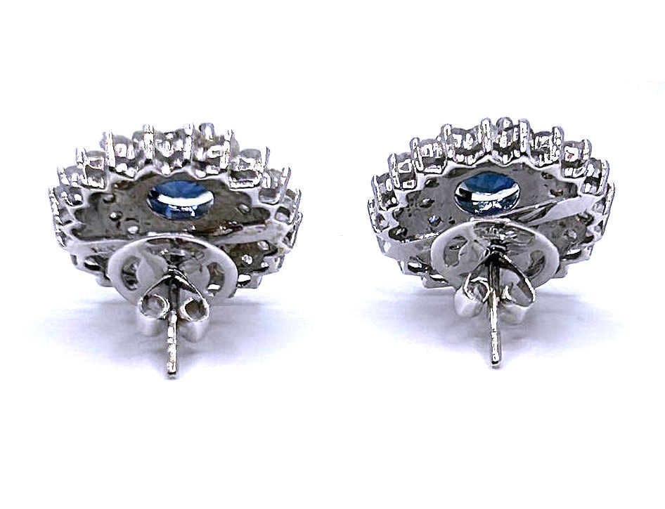5.60ct Ceylon Sapphire & Diamond Earrings in 12K White Gold