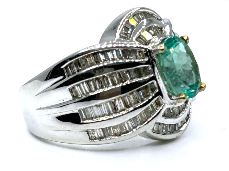 3.20ct Emerald & Diamond Ring in 18K White Gold