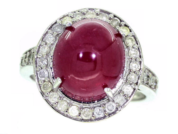 10.25ct Ruby & Diamond Ring in 14k White Gold