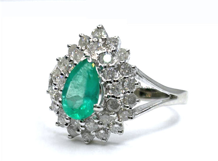 1.58ct Colombian Emerald & Diamond Ring in 18K White Gold