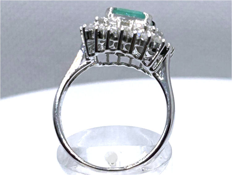 2.40ct Emerald & Diamond Ring in 18K White Gold