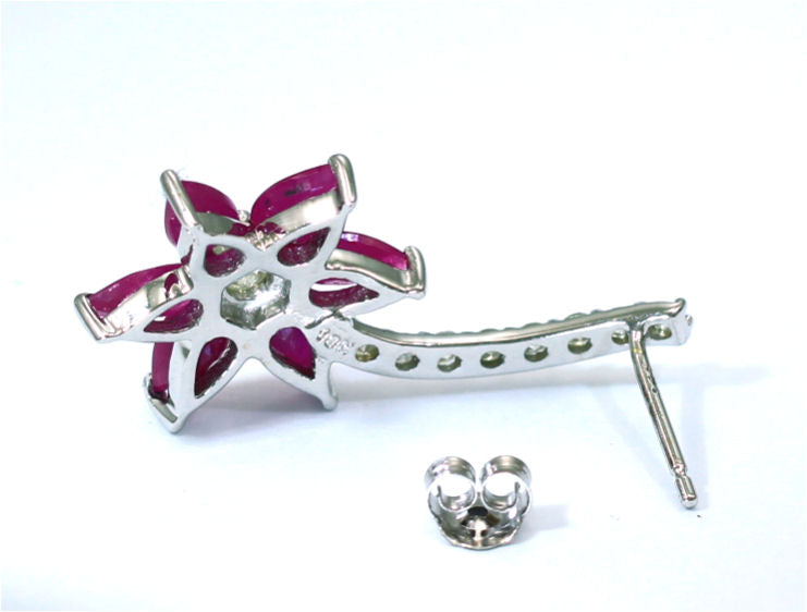 3.64 ct Diamond and Ruby Earrings in 18kt White Gold