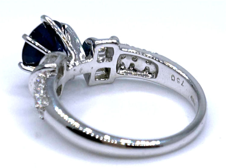 2.55ctw Diamond and Ceylon Sapphire Set in 18K White Gold Ring