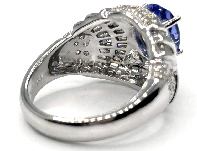 3.14ct Tanzanite & Diamond Ring in 14K White Gold