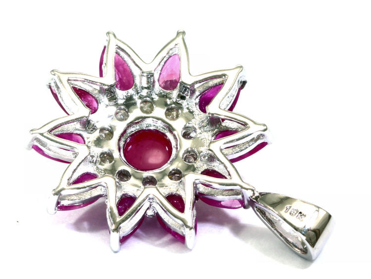 3.24ct Ruby & Diamond Necklace in 18K White Gold