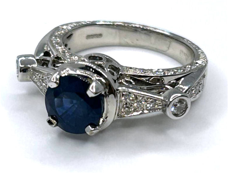 2.57ct Ceylon Sapphire & Diamond Ring in 18K White Gold