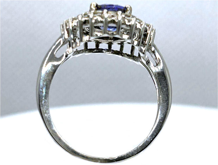 3.26 ctw Diamond and Tanzanite Set in 18K White Gold Ring