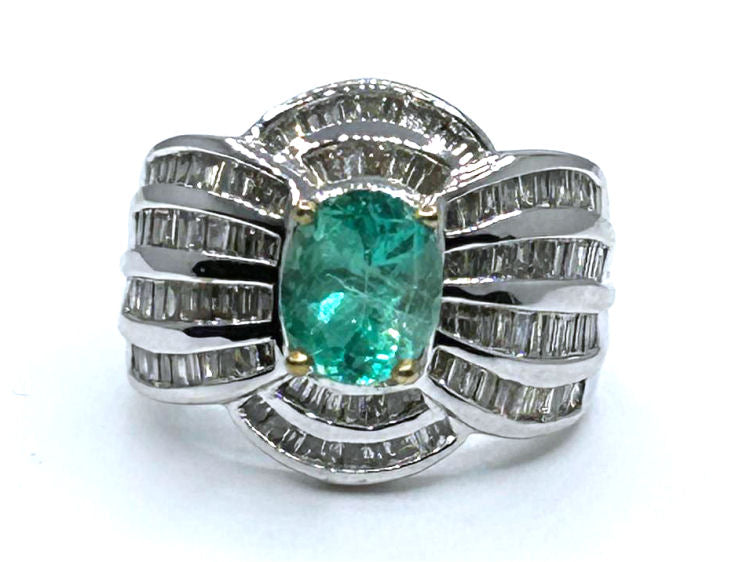 3.20ct Emerald & Diamond Ring in 18K White Gold