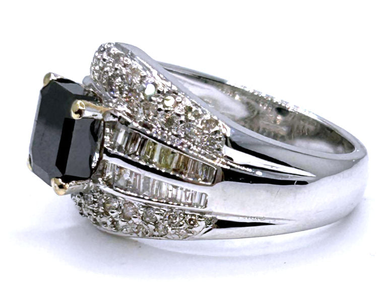 2.06ct White & Black Diamond Ring in 14k White Gold