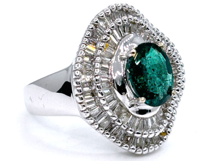 2.46ct Emerald & Diamond Ring in 14K White Gold