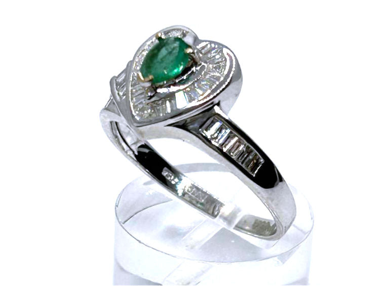 0.74ct Colombian Emerald & Diamond Diamond Ring in 18k White Gold